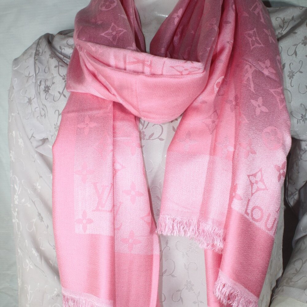 Louis Vuitton Stole Shawl Wrap 65% Cashmere 35% Silk Pink Used